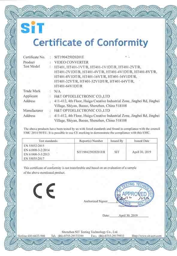 CE certificate for video converter